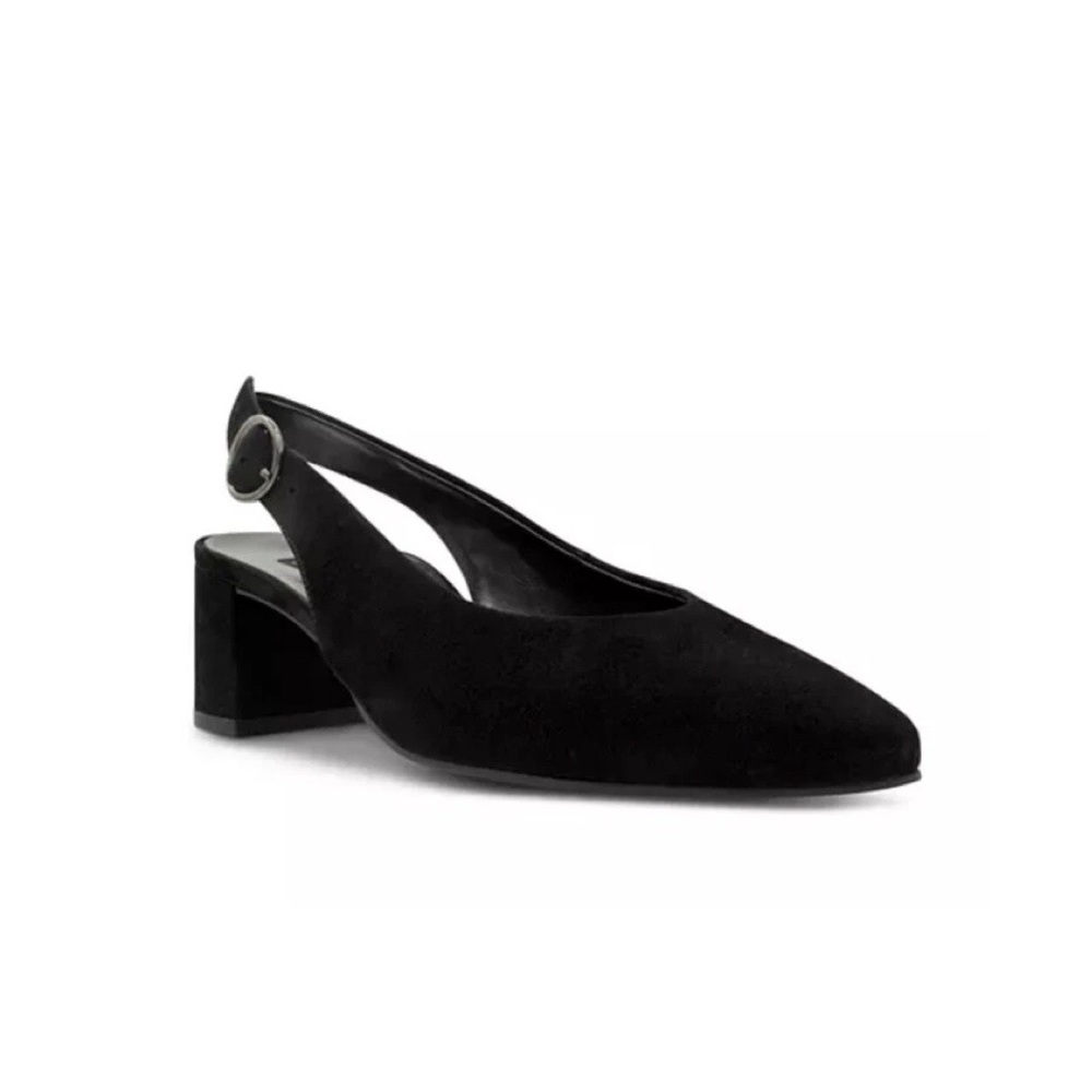 Paul Green • Brittany slingback pumps black suede block heel pointed toe